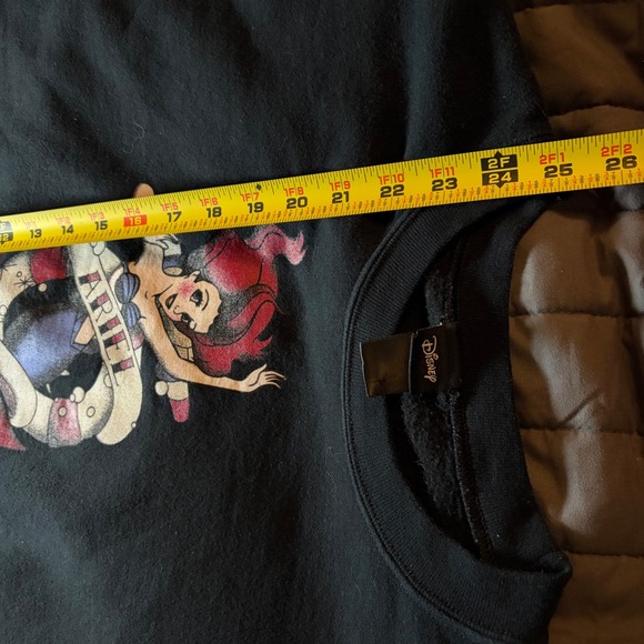 Disney Ariel The Little Mermaid Tattoo Graphic Crewneck Sweatshirt Black Womens - Picture 7 of 8